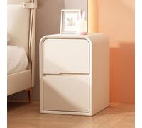 ZFGOJNBH Mesita de Noche con Dos cajones, Moderna Mesa Auxiliar para Dormitorio, Color Crema, de Madera Maciza con Superficie de Cuero, mesita de Noche pequeña, sin Tiradores, para Sala de Estar (bla