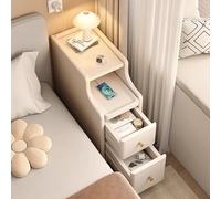 ZFGOJNBH Mesita de Noche de Madera Maciza con 2 cajones, Estilo Moderno de Mediados de Siglo con Estante Deslizante Abierto, Mesa Auxiliar Estrecha para sofá, Dormitorio y Sala de Estar (20 x 40 x 50