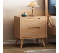 ZFGOJNBH Mesita de Noche de Madera Maciza con Dos cajones, Estilo Moderno de Mediados de Siglo, Mueble de Almacenamiento Minimalista para Dormitorio con Superficie espaciosa y Bordes Redondeados (45
