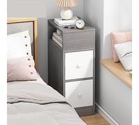 ZFGOJNBH Mesita de Noche Estrecha de Madera, Mesa Auxiliar con Espacio de Almacenamiento, fácil de Montar, para Dormitorio y Sala de Estar (Color: Gris, tamaño: 2 cajones/30 cm de Largo)