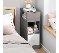 ZFGOJNBH Mesita de Noche Estrecha de Madera, Mesa Auxiliar con Espacio de Almacenamiento, fácil de Montar, Mesa Auxiliar para Dormitorio y Sala de Estar (Color: Gris, tamaño: 1 cajón/L-25 cm)