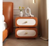 ZFGOJNBH Mesitas de Noche Modernas con Acabado de Piel sintética y Marco de Madera Maciza. Mueble de Noche Minimalista con 2 cajones para Dormitorio y Sala de Estar (45 x 40 x 50 cm, Color Naranja).