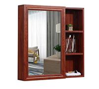 ZFGOJNBH Mueble con Espejo de Pared Mueble con Espejo para baño Espejo de Maquillaje de Pared con Estante Gabinete de Almacenamiento de Pared (Color: Braun, Tamaño: 70x70cm)