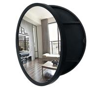 ZFGOJNBH Mueble de baño Redondo de Pared con Espejo, Color Negro, Madera y Nogal, Espejo de Maquillaje Redondo (A, 50 cm)