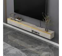 ZFGOJNBH Mueble de TV Flotante de Lujo, Ligero, de Pared, con Puerta abatible, para Colgar en la Pared, con Espacio de Almacenamiento, Consola Multimedia para Sala de Estar (Caqui, 120 x 19,4 x 16,8