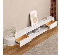 ZFGOJNBH Mueble de TV Flotante de Pared con estantes Abiertos y Compartimentos Ocultos. Moderno Centro de Entretenimiento, Consola Multimedia para Apartamentos. Elegante Mueble de TV Blanco (160 cm).