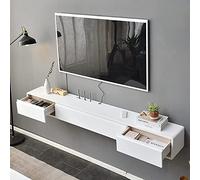 ZFGOJNBH Mueble Flotante para TV de Pared con 2 cajones para TV de 55", Estante para Centro de Entretenimiento, para Sala de Estar y Dormitorio, Color Blanco/Madera Natural