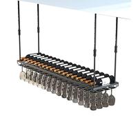 ZFGOJNBH Soporte para Copas de Vino Colgante | Organizador de estantes para Vino montado en el Techo | Estante de Almacenamiento de Botellas de Vino de Metal Negro Estantes de exhibición de Copas de