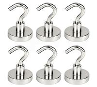 ZFYQ Ganchos Magnéticos, 32MM Imanes con Gancho, 38KG 83lbs Imanes Ultra Potentes Ganchos, Pared para los Accesorios de Cocina Almacenamiento, 6 Pzas