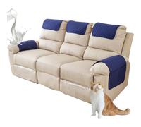 ZGDDPZA Fundas para reposabrazos y reposacabezas para sofá reclinable, fundas acolchadas con bolsillos, protectores de sofá antideslizantes e impermeables, para mascotas (azul marino, 3 plazas, 5