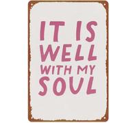 ZGPOSQKZSC It Is Well With My Soul Inspirational Metal Sign 8 X 12 in | Classic hymn lyric art for home office decor