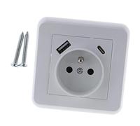 ZGUZMCMK Enchufe de Pared Europeo, Enchufe de Panel, Toma de Corriente, Puerto USB, Puerto Tipo C, Material de PC Ignífugo, Función de Carga de Datos, Enchufe