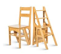 ZGYOZMNG Escalera Plegable de Madera de 4 peldaños con Taburete, Estante de Almacenamiento y Pedal Ancho para el hogar, la Oficina y para exhibir macetas (Color Madera).
