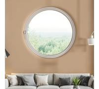 ZHENCHAO Ventana corredera Redonda giratoria 360°, de Cristal Templado y Marco de Aluminio, Ideal para baño, Cocina, Dormitorio y salón (Blanco, 80 cm/31,5 Pulgadas)