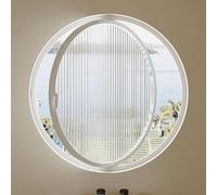 ZHENCHAO Ventana corredera Redonda giratoria de 360° de Cristal Templado con Manilla, Ventana pivotante de Aluminio giratoria, para baño, Dormitorio y salón (Blanco, 80 cm/31,5 Pulgadas)
