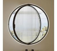 ZHENCHAO Ventana corredera Redonda giratoria de 360° Fabricada en Vidrio Templado con Manilla, Ventana pivotante giratoria de Aluminio, para baño, Dormitorio y Sala de Estar (Negro, 80 cm/3