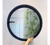 ZHENCHAO Ventana Redonda abatible con Apertura Central, Ojo de Buey Giratorio de 360°, con Manilla, para baño, Cocina, Dormitorio, salón (Negro, 100 cm)