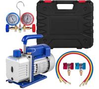 ZHIMAI Bomba de Vacío para Aire Acondicionado 4CFM 1/4hp Bomba de Vacío para Refrigeración con Un Medidor de Colector 1440 RPM Anti-Reflujo de Aceite para Aire Acondicionado de Coche, Refrigerador