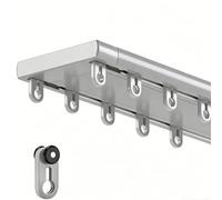 Zhixubah Barra De Cortina Techo Doble Filas Riel Separador De Estancias De Aluminio Proceso De Electroforesis Gancho De Cortina Deslizamiento Ultra Silencioso para Cortina Opaca(Grey,5.3m/17.4ft)