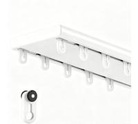 Zhixubah Barra De Cortina Techo Doble Filas Riel Separador De Estancias De Aluminio Proceso De Electroforesis Gancho De Cortina Deslizamiento Ultra Silencioso para Cortina Opaca(White,4.3m/14.1ft)