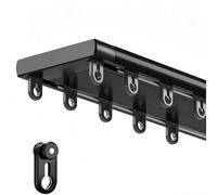 Zhixubah Barra De Cortina Techo Doble Filas Riel Separador De Estancias De Aluminio Proceso De Electroforesis Gancho De Cortina Deslizamiento Ultra Silencioso para Cortina Opaca(Black,2.3m/7.5ft)
