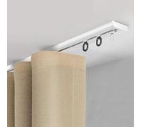 Zhixubah Riel para Cortinas Techo Resistente Riel Cortina Aluminio Ultra Fino 0.5m A 6m Kit De Riel De Techo Divisor De Espacios con Rodillos Silenciosos De Doble Rodamiento(White,2.2m(7.2ft))