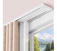 Zhixubah Silencioso Riel de Cortina de 2 vías de Panel Aluminio Doble Techo Aleación De Guía Deslizante Suave Sin Atascos con Conector De Rieles para Dormitorio Salón(White,0.6m(1.9ft))