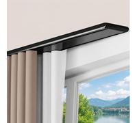 Zhixubah Silencioso Riel de Cortina de 2 vías de Panel Aluminio Doble Techo Aleación De Guía Deslizante Suave Sin Atascos con Conector De Rieles para Dormitorio Salón(Black,2.9m(9.5ft))