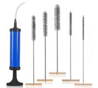 ZHOUSTOU 5 Piezas Cepillos para Agujeros Perforados 8 mm/12 mm/16 mm/20 mm/25 mm Cepillo para Agujeros de Acero Inoxidable con Bomba Aire Manual para Limpieza Eficiente de Tubos y Perforaciones