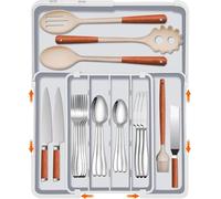 ZHUIYIWIN Organizador de Cubiertos, Caja Organizadora para, Cubertos para Cajon Cocina Extensible, Organizador Cubiertos Para Cajon, Gris-X