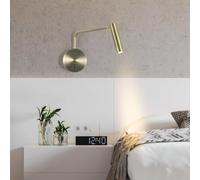 zhxinashu Aplique Pared Interior, Luz Lectura LED para Dormitorio | 3W LED Integrado, Giratorio 180° Horizontal y 350° Vertical, Luz Cálida, Aplique Pared Dorado para Estudio y Pasillo