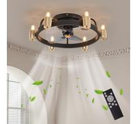 zhxinashu Ventilador de Techo con Mando a Distancia, Ventilador Industrial Retro con Luz E27, 6 Velocidades Reversibles y Silencioso, 3 Palas para Dormitorio, Salón y Comedor (Dorado)