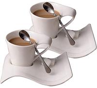 ZHZXBDGQ Juego de té de porcelana de 6 piezas, taza de café y platillo de cerámica, juego de taza de café con cuchara, para café individual o doble