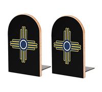 Zia Sun - Zia Pueblo - New Mexico3 Sujetalibros de Madera Organizador de Libros Antideslizante Soportes de Libros para estantes Soporte de Libros Extremos de Libros Soporte de Libros Grande