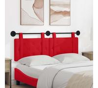 Ziaphsol Cabecero colgante rojo de piel sintética 130 x 55 cm montaje en pared dormitorio habitación invitados diseño moderno con acolchado de botones, correas desmontables, construcción duradera de