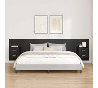 Ziaphsol Cabecero con armario de madera de roble negro, diseño montado en la pared con mucho espacio de almacenamiento para dormitorio y habitación de invitados, adecuado para camas dobles y camas