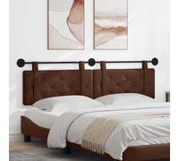 Ziaphsol Cabecero de pared de piel sintética marrón 170 x 55 cm, panel acolchado con botones, fijación de correa desmontable, diseño de madera estable, versátil para dormitorio