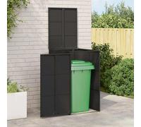 Ziaphsol Caja para cubos de basura negra de polietileno resistente a los rayos UV con marco de acero pulverizado, 65 x 80 x 115 cm, espacio de almacenamiento con cerradura para terrazas y patios
