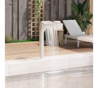 Ziaphsol Cascada de piscina de acero inoxidable, 50 x 30 x 90 cm, fuente de piscina plateada, cascada decorativa en el estanque con conexión BSP G 1" para bomba para relajación exterior e interior