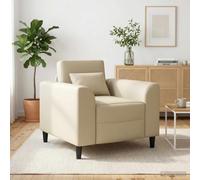 Ziaphsol Cómodo sillón de piel sintética color crema con reposabrazos ergonómico y estructura de madera resistente, ideal para salón y dormitorio, giratorio, ajustable, para relajarse y leer