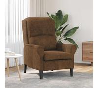 Ziaphsol Cómodo sillón de piel sintética marrón con respaldo ergonómico y elegantes reposabrazos de madera para salón, oficina o salón, con asiento giratorio ajustable y marco de madera resistente