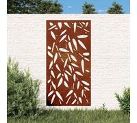 Ziaphsol Decoración de pared de jardín de acero corten, 105 x 55 cm, diseño de hoja de bambú, para valla y exterior, metal resistente a la intemperie con aspecto oxidado natural