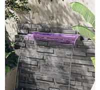 Ziaphsol Elemento de cascada con LED RGB de acero inoxidable 304, 90 cm para estanque, fuente de agua, cascada para piscina, jardín, 8,4 W, iluminación decorativa con mando a distancia