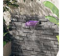 Ziaphsol Elemento de cascada con LED RGB de acero inoxidable cepillado 304 30 cm para estanque piscina jardín decoración, mando a distancia, cascada ondulante