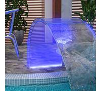 Ziaphsol Elemento de cascada con RGB LED acrílico, 50 cm, fuente de piscina para jardín, estanque, mando a distancia, 8,4 W, transparente para iluminación al aire libre