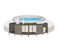 Ziaphsol Estantes para exteriores para jacuzzi, 2 unidades, gris de ratán de polietileno con espacio de almacenamiento y marco de acero pulverizado, modular, para spa y piscina en el jardín