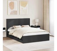 Ziaphsol Estructura de cama con espacio de almacenamiento y cabecero negro de 140 x 200 cm de madera, plataforma estable para dormitorio, incluye 6 cajones, diseño moderno, muebles duraderos, fácil