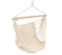 Ziaphsol Hamaca de color crema, 185 x 125 cm, con anillo galvanizado, algodón y poliéster, asiento para jardín, balcón, terraza, interior y exterior, relajación