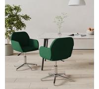 Ziaphsol Juego de 2 sillas de comedor giratorias, color verde oscuro, tapizadas con reposabrazos, de tela, para cocina y mesa de comedor, ergonómicas, modernas, escandinavas, estables, cómodas