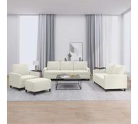 Ziaphsol Juego de 4 piezas para salón con cojín de terciopelo crema extensible, sofá cama, estilo escandinavo, moderno, con función de relax, para una vida acogedora y uso flexible en el salón, la